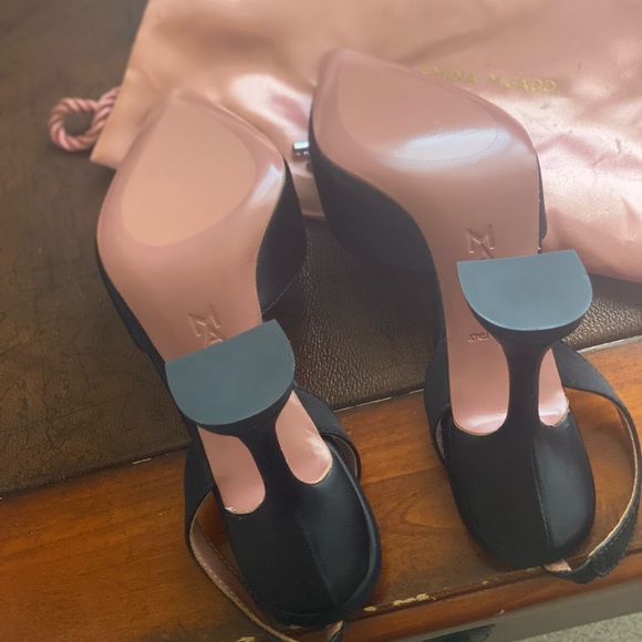 *SOLD* AMINA MUADDI | Black satin begum slingback - Picture 6 of 10